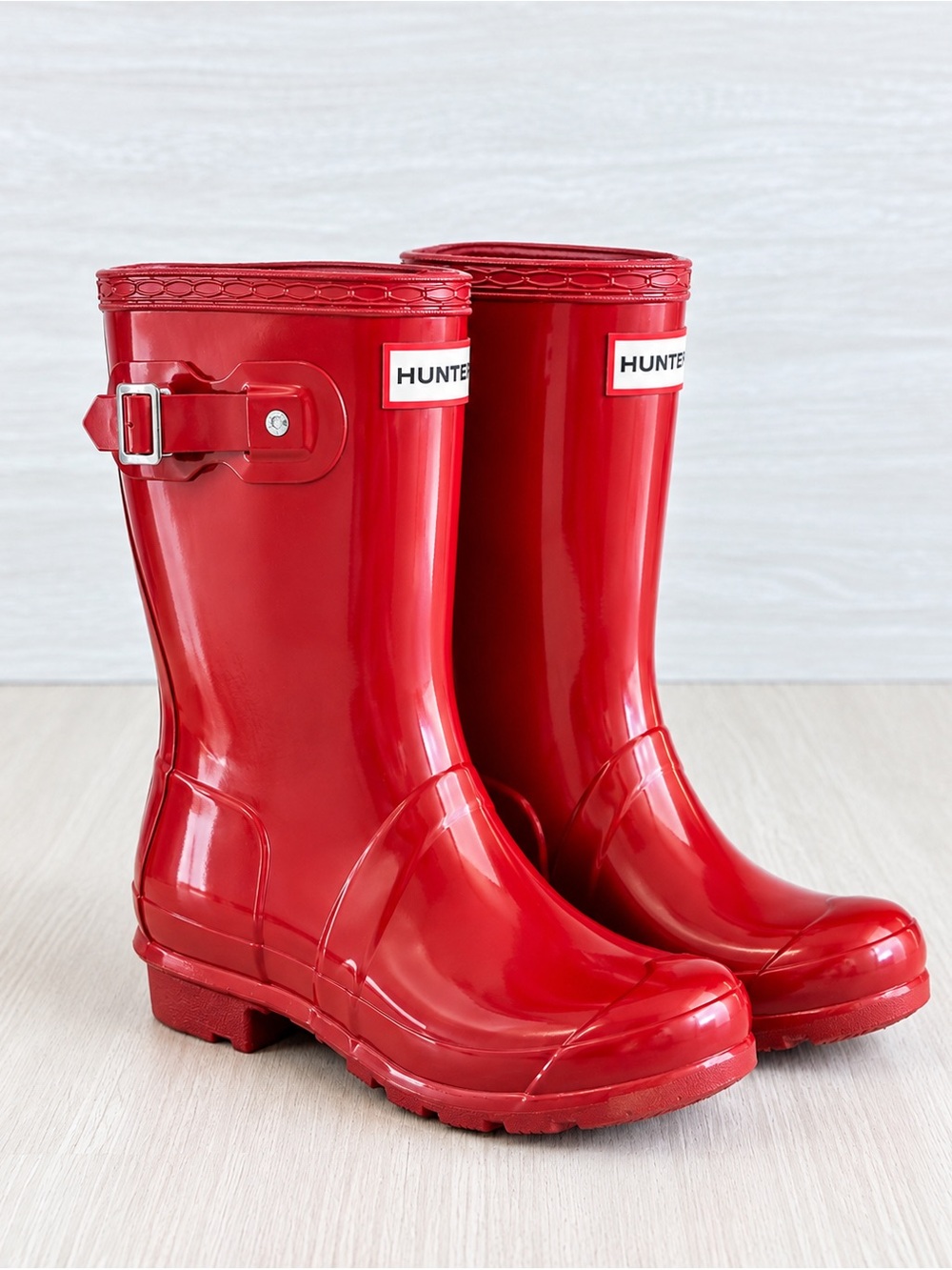 Hunter Kids Original Gloss Red Rain Boots Size US 3 UK 2 EU 34 Waterproof